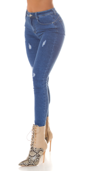 Musthave hoge taille push-up jeans gebruikte used look blauw